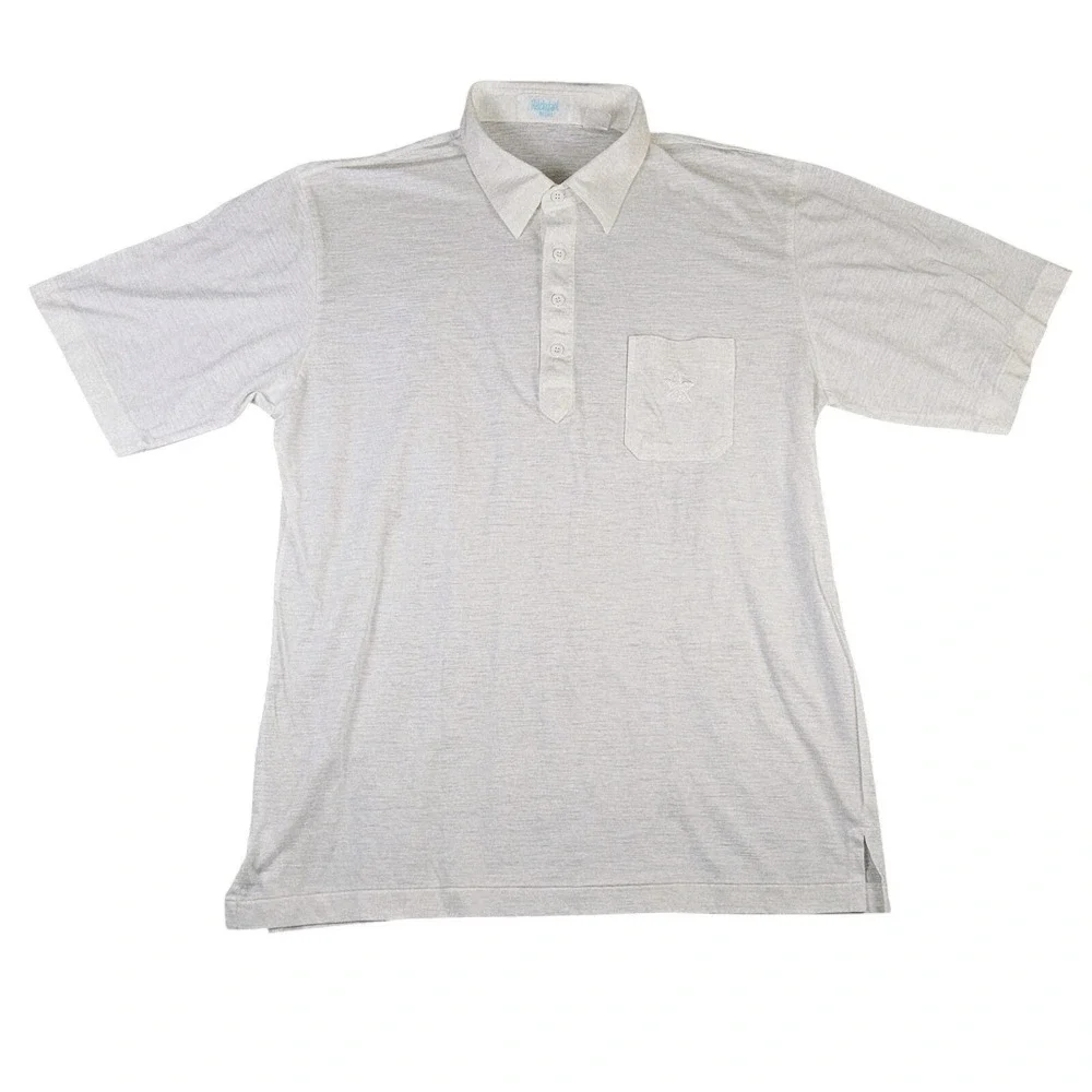 Hawaiian Resort Polo Shirt Mens XL Linen Blend Lightweight Minimalist Halekulani